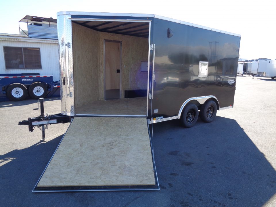 Used 2025 Look * K-SEMI10217-070 * 8.5x17 V-Nose Tandem Axle Enclosed Snow Mobile Trailer