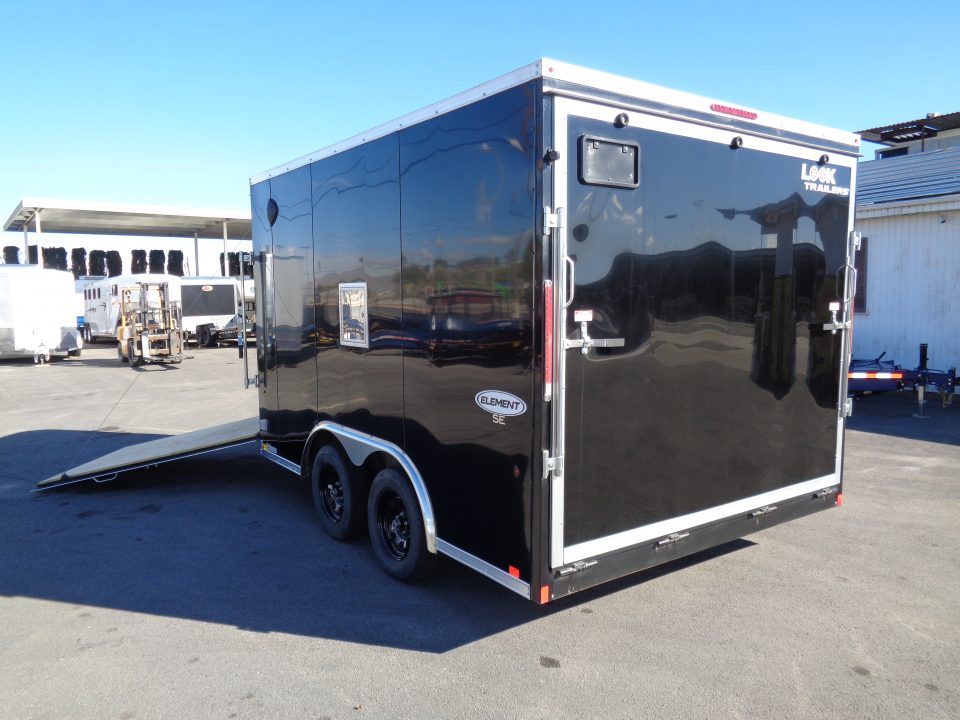 Used 2025 Look * K-SEMI10217-070 * 8.5x17 V-Nose Tandem Axle Enclosed Snow Mobile Trailer