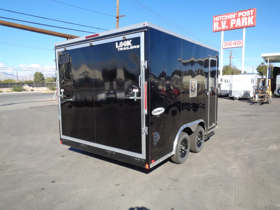 Used 2025 Look * K-SEMI10217-070 * 8.5x17 V-Nose Tandem Axle Enclosed Snow Mobile Trailer