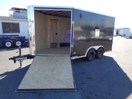 Used 2025 Look * K-SEMI10217-070 * 8.5x17 V-Nose Tandem Axle Enclosed Snow Mobile Trailer