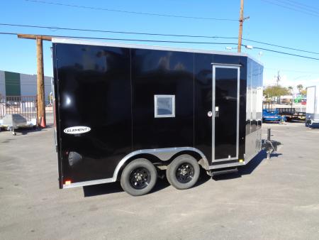 Used 2025 Look * K-SEMI10217-070 * 8.5x17 V-Nose Tandem Axle Enclosed Snow Mobile Trailer