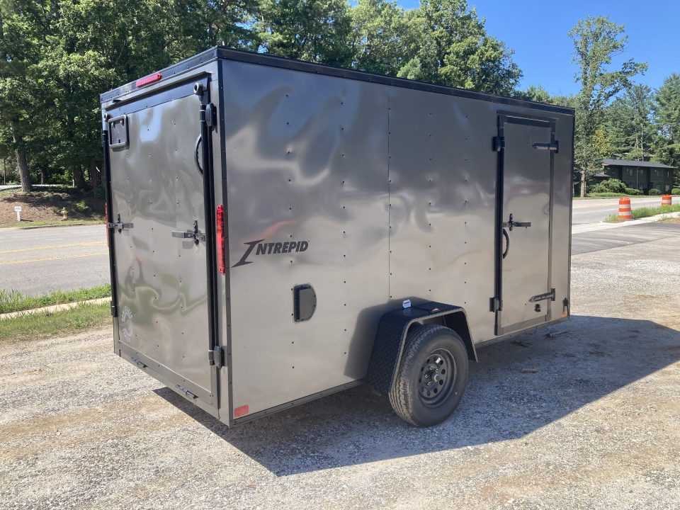 New 2026 Homesteader Trailer / 612IS / 6' wide x 12' Long / 32" Side Door / Ramp Rear Door / 6' Interior Height / .030 Gray Aluminum/ Blacked Out Package