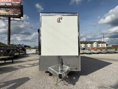 New In-Tech Lite 8.5x32 Stacker Race Trailer-21K - White W/ L Base Cabinet, Winch, Air-Line Track, & Tool Drawers