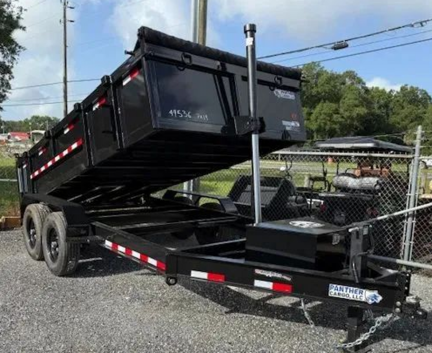 New 2025 Panther Cargo LLC 7x14 Tandem Axle Dump Trailer – 14,000 lb GVWR | Black Heavy Duty Dump Trailer