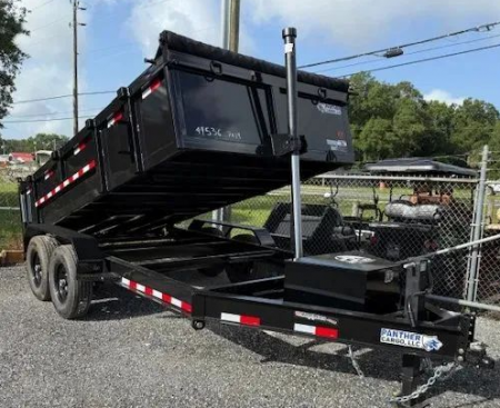 New 2025 Panther Cargo LLC 7x14 Tandem Axle Dump Trailer – 14,000 lb GVWR | Black Heavy Duty Dump Trailer