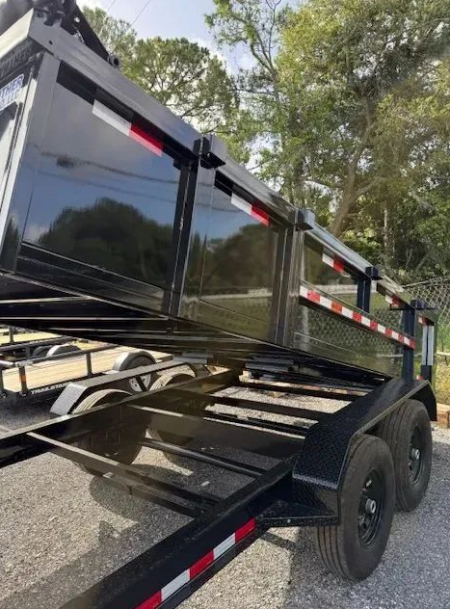 New 2025 Panther Cargo LLC 7x14 Tandem Axle Dump Trailer – 14,000 lb GVWR | Black Heavy Duty Dump Trailer