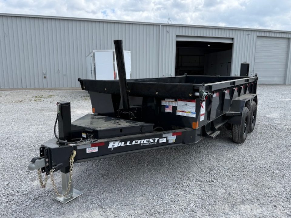 New Hillcrest Dump 7x14 14k 2' W/ HD Tube Ramps & Hydraulic Jack