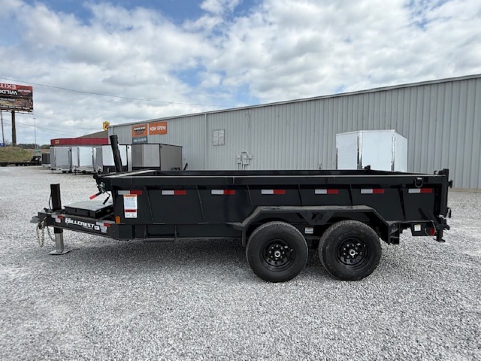 New Hillcrest Dump 7x14 14k 2' W/ HD Tube Ramps & Hydraulic Jack