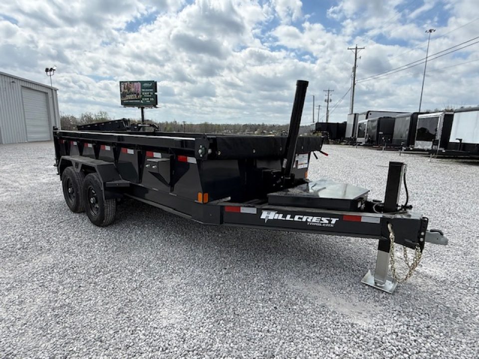 New Hillcrest Dump 7x14 14k 2' W/ HD Tube Ramps & Hydraulic Jack