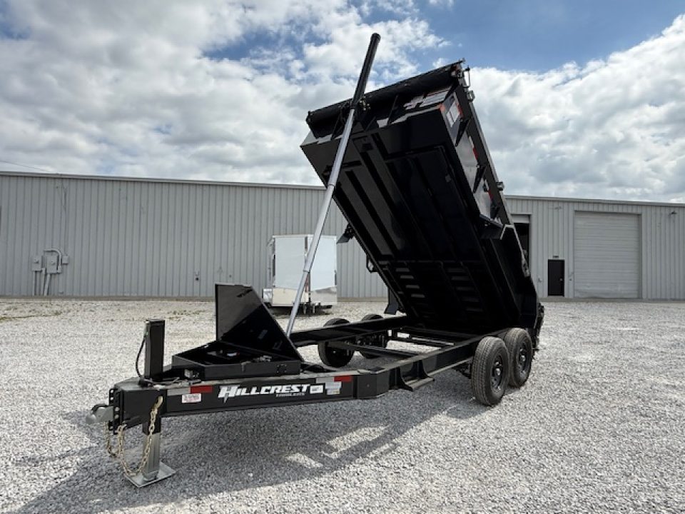New Hillcrest Dump 7x14 14k 2' W/ HD Tube Ramps & Hydraulic Jack