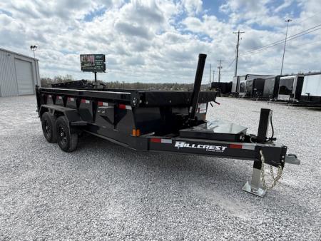 New Hillcrest Dump 7x14 14k 2' W/ HD Tube Ramps & Hydraulic Jack