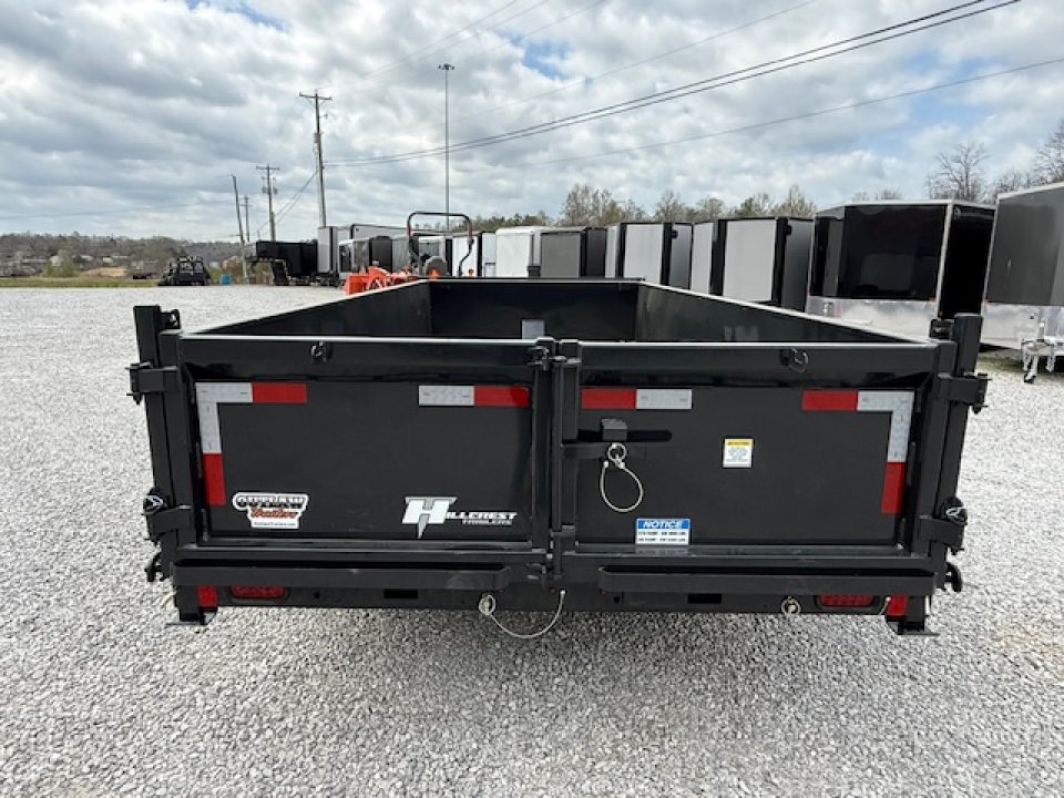 New Hillcrest Dump 7x16 14k 2' BP W/ HD Tube Ramps & Hydraulic Jack
