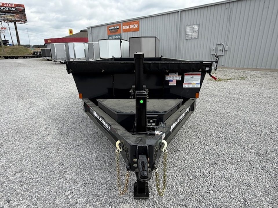 New Hillcrest Dump 7x16 14k 2' BP W/ HD Tube Ramps & Hydraulic Jack