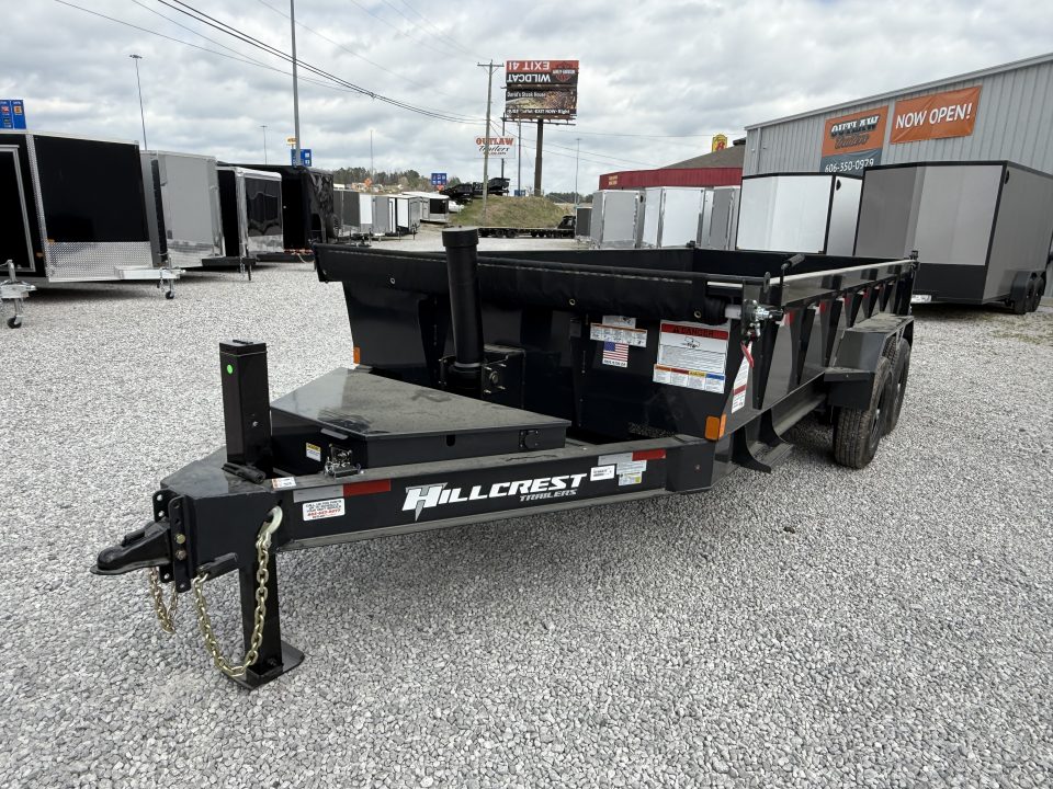 New Hillcrest Dump 7x16 14k 2' BP W/ HD Tube Ramps & Hydraulic Jack