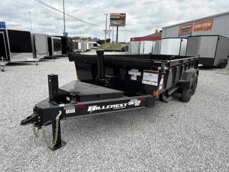 New Hillcrest Dump 7x16 14k 2' BP W/ HD Tube Ramps & Hydraulic Jack