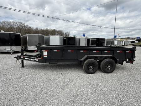 New Hillcrest Dump 7x16 14k 2' BP W/ HD Tube Ramps & Hydraulic Jack