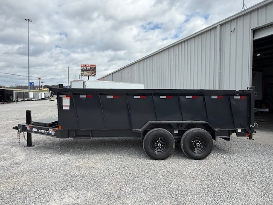 New Hillcrest Dump 7x16 14k 40" Sides BP W/ HD Tube Ramps & Hydraulic Jack