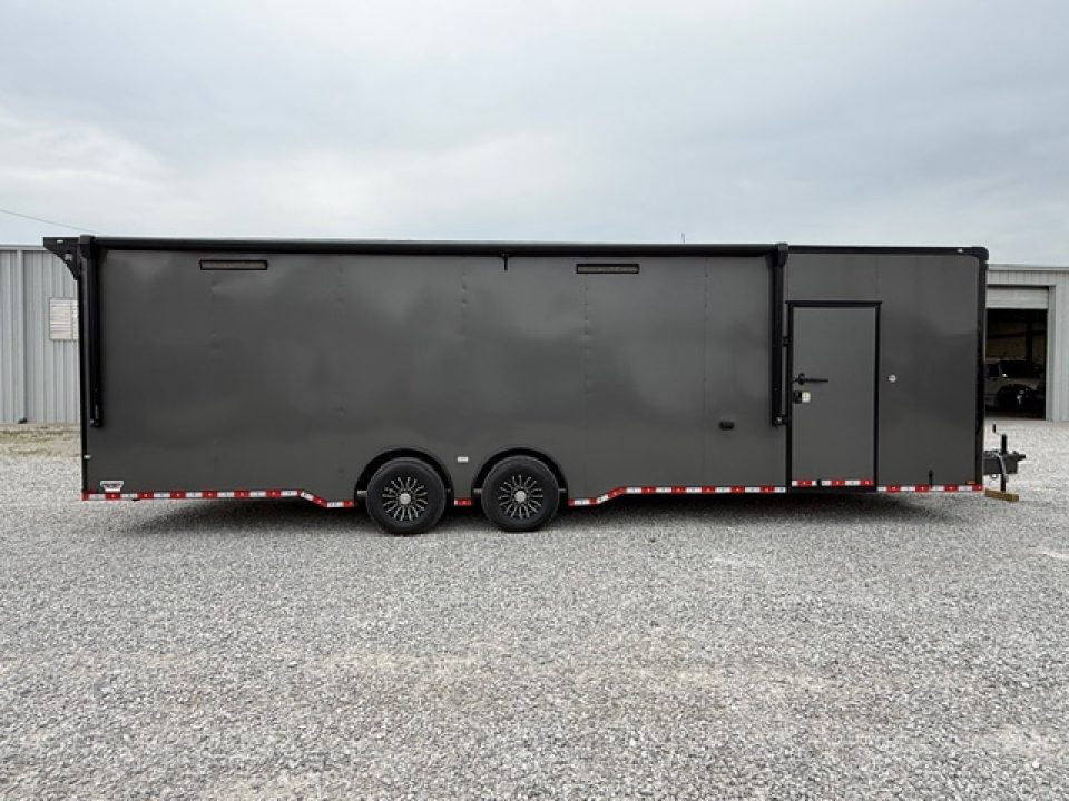 New Outlaw Light Race 8.5x30 12K Charcoal Black-Out W/ Awning & Escape Door W/ RS CABINETS