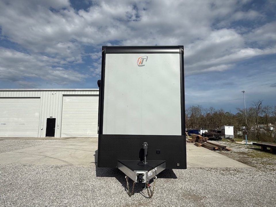 New In-Tech Lite 8.5x32 Stacker Race Trailer-21K- Sportsman Gray W/ Black Trim, Escape Door, WW Cabinet, L Cabinet, & Winch