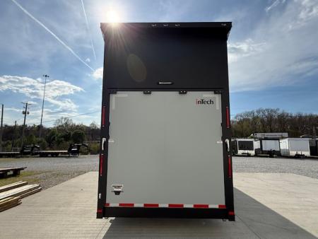 New In-Tech Lite 8.5x32 Stacker Race Trailer-21K- Sportsman Gray W/ Black Trim, Escape Door, WW Cabinet, L Cabinet, & Winch