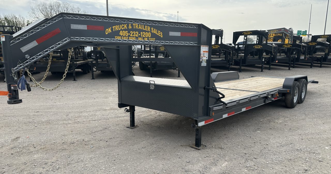 New 2026 East Texas Trailers 83"x24' Gooseneck Lowstyle Machine Gray Tilt Equipment Trailer