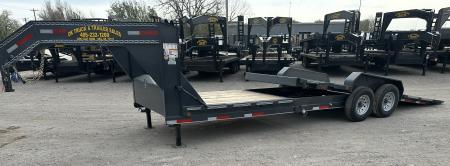 New 2026 East Texas Trailers 83"x24' Gooseneck Lowstyle Machine Gray Tilt Equipment Trailer