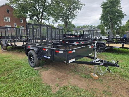 New 5 x 8 Sure-Trac Steel High Side Utility Trailer, 3k GVWR ***Spring Assist Gate, Spare Tire Mount, Set Back Jack, LED Lights