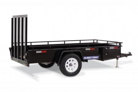 New 5 x 8 Sure-Trac Steel High Side Utility Trailer, 3k GVWR ***Spring Assist Gate, Spare Tire Mount, Set Back Jack, LED Lights