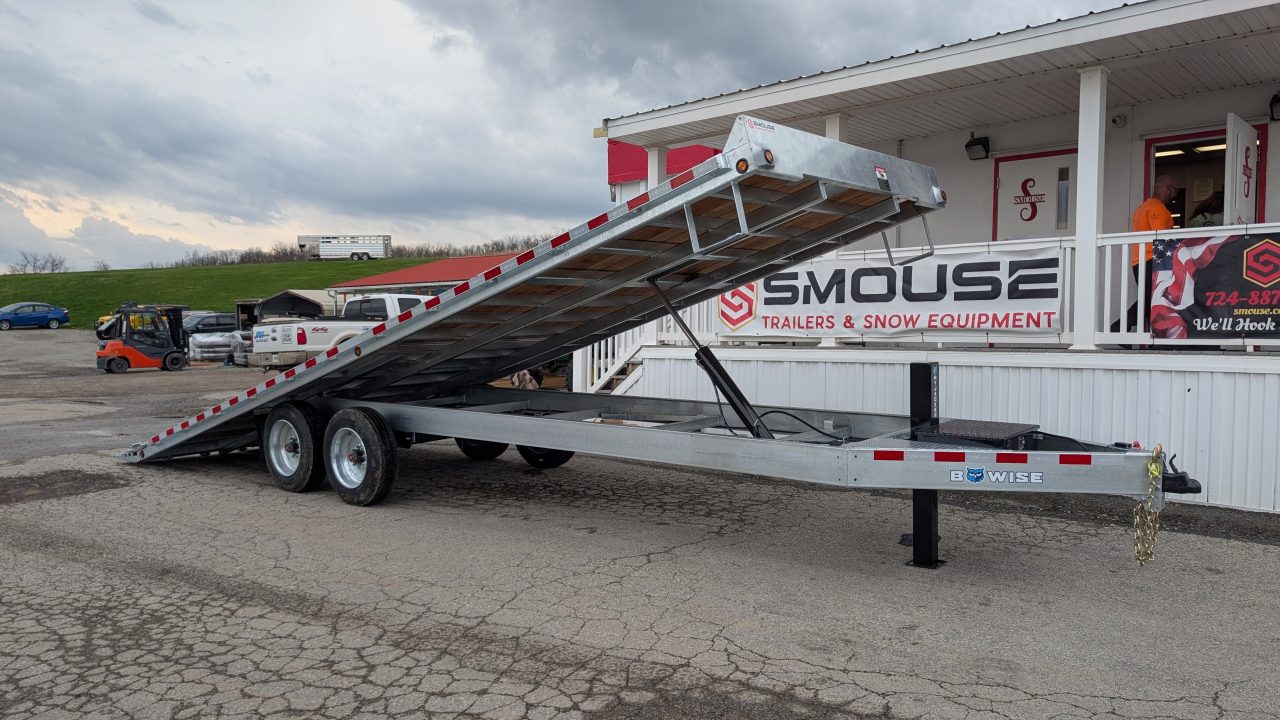 New 2026 BWise 24' HD Deckover GALVANIZED Power Tilt Trailer w/ Hydraulic Jack
