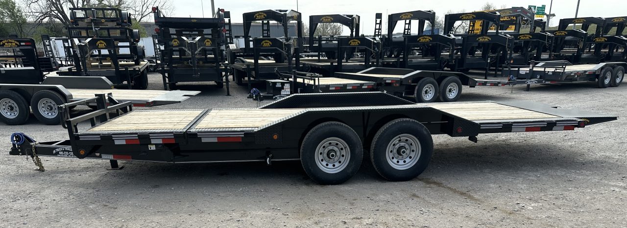 New 2026 East Texas Trailers 102"x20' BumperPull Driveover Fender Black Tilt Trailer