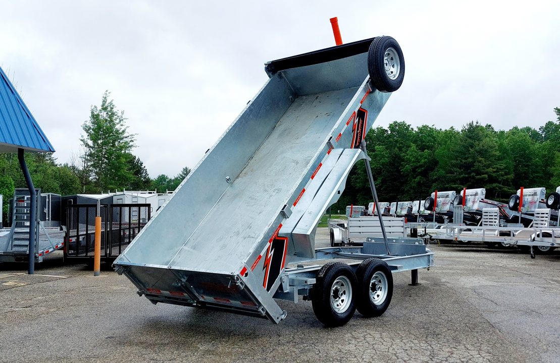New 82" X 14' GALVANIZED DUMP TRAILER 7 K AXLES HYDRAULIC JACKS WIRELESS REMOTE FREE SPARE TIRE TRIUMPH 2026
