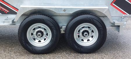 New 82" X 14' GALVANIZED DUMP TRAILER 7 K AXLES HYDRAULIC JACKS WIRELESS REMOTE FREE SPARE TIRE TRIUMPH 2026