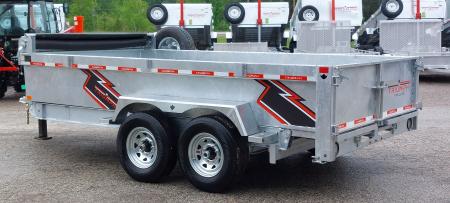 New 82" X 14' GALVANIZED DUMP TRAILER 7 K AXLES HYDRAULIC JACKS WIRELESS REMOTE FREE SPARE TIRE TRIUMPH 2026