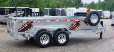 New 82" X 14' GALVANIZED DUMP TRAILER 7 K AXLES HYDRAULIC JACKS WIRELESS REMOTE FREE SPARE TIRE TRIUMPH 2026