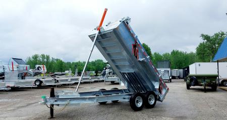 New 82" X 14' GALVANIZED DUMP TRAILER 7 K AXLES HYDRAULIC JACKS WIRELESS REMOTE FREE SPARE TIRE TRIUMPH 2026