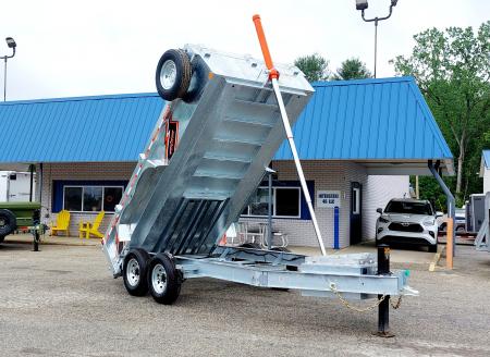 New 82" X 14' GALVANIZED DUMP TRAILER 7 K AXLES HYDRAULIC JACKS WIRELESS REMOTE FREE SPARE TIRE TRIUMPH 2026