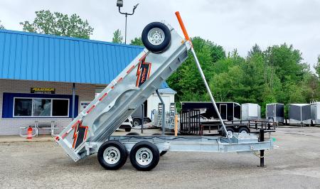 New 82" X 14' GALVANIZED DUMP TRAILER 7 K AXLES HYDRAULIC JACKS WIRELESS REMOTE FREE SPARE TIRE TRIUMPH 2026