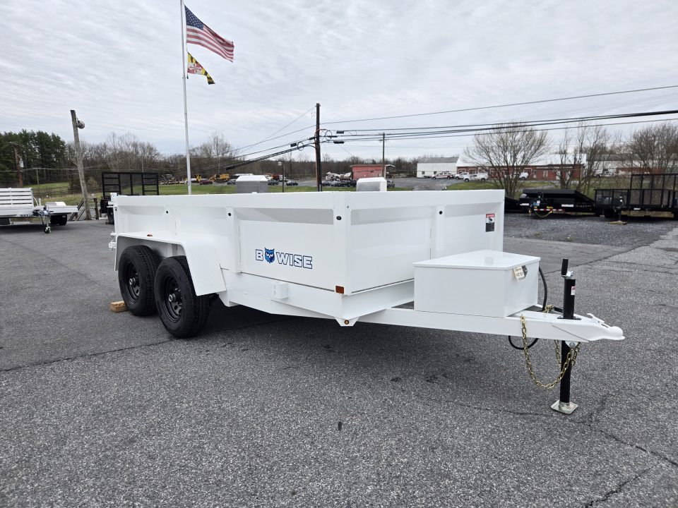 New 6 x 12 B-WISE LE Series Low Profile Dump Trailer, 10K GVWR **White w/Combo Gate, Ramps, D-rings