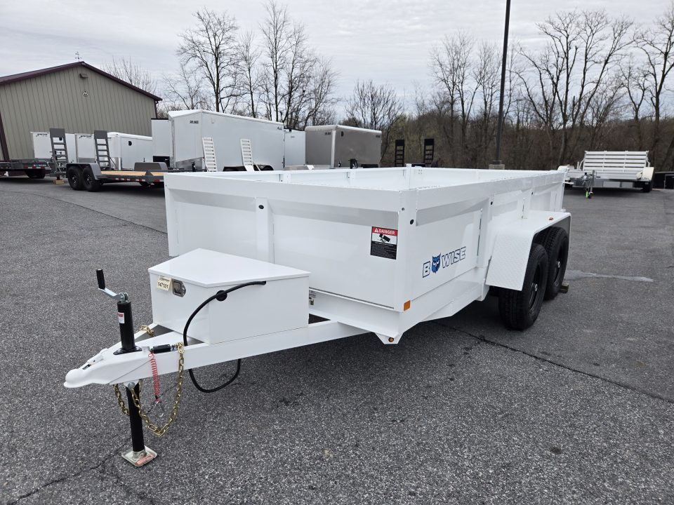 New 6 x 12 B-WISE LE Series Low Profile Dump Trailer, 10K GVWR **White w/Combo Gate, Ramps, D-rings