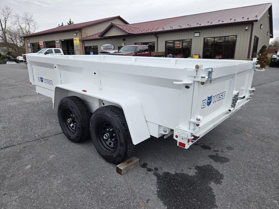 New 6 x 12 B-WISE LE Series Low Profile Dump Trailer, 10K GVWR **White w/Combo Gate, Ramps, D-rings