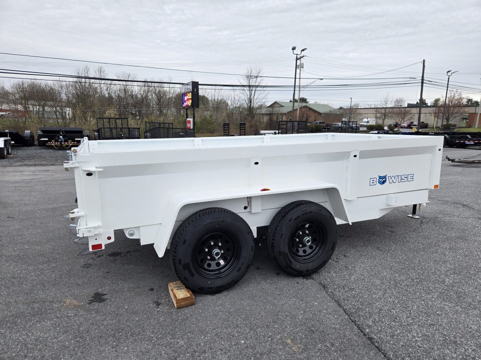 New 6 x 12 B-WISE LE Series Low Profile Dump Trailer, 10K GVWR **White w/Combo Gate, Ramps, D-rings