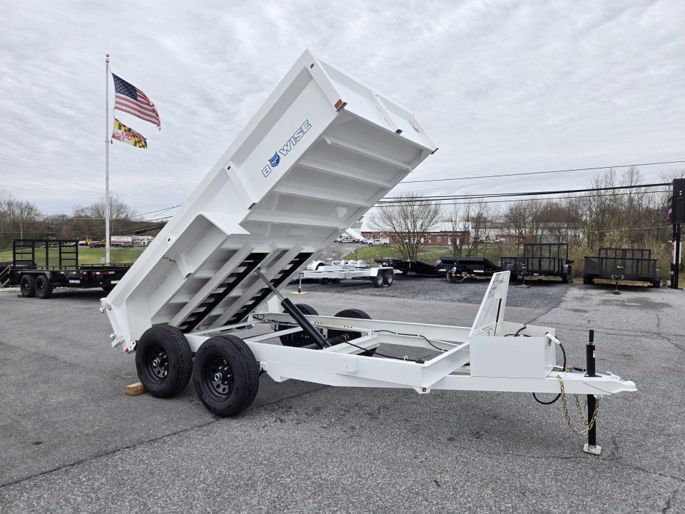 New 6 x 12 B-WISE LE Series Low Profile Dump Trailer, 10K GVWR **White w/Combo Gate, Ramps, D-rings