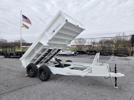 New 6 x 12 B-WISE LE Series Low Profile Dump Trailer, 10K GVWR **White w/Combo Gate, Ramps, D-rings