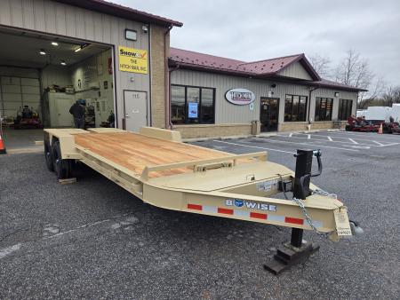 New 7 x 20 BWISE EF20-14-HD Equipment Trailer, 15.4K GVWR ***Desert Tan w/ I-Beam Frame, Full-Width Ramps, Winch Mount, 3' Self-Cleaning Dovetail