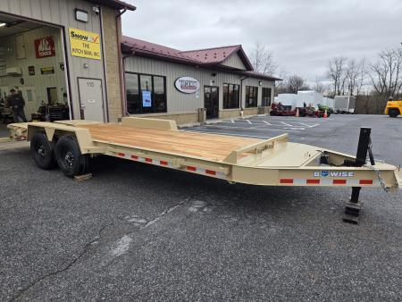 New 7 x 20 BWISE EF20-14-HD Equipment Trailer, 15.4K GVWR ***Desert Tan w/ I-Beam Frame, Full-Width Ramps, Winch Mount, 3' Self-Cleaning Dovetail