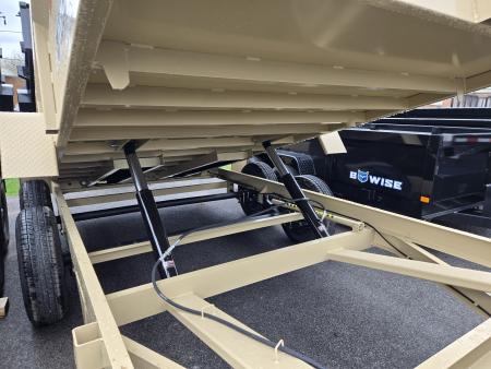 New 7 x 14 B-WISE LE Series Low Profile Dump Trailer, 14K Dual-Ram **Desert Tan, 7 GA Floor, Ramps, Dual-Acting Gate, D-Rings