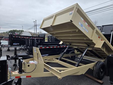 New 7 x 14 B-WISE LE Series Low Profile Dump Trailer, 14K Dual-Ram **Desert Tan, 7 GA Floor, Ramps, Dual-Acting Gate, D-Rings