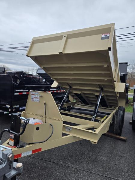 New 7 x 14 B-WISE LE Series Low Profile Dump Trailer, 14K Dual-Ram **Desert Tan, 7 GA Floor, Ramps, Dual-Acting Gate, D-Rings