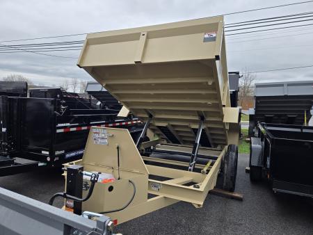 New 7 x 14 B-WISE LE Series Low Profile Dump Trailer, 14K Dual-Ram **Desert Tan, 7 GA Floor, Ramps, Dual-Acting Gate, D-Rings