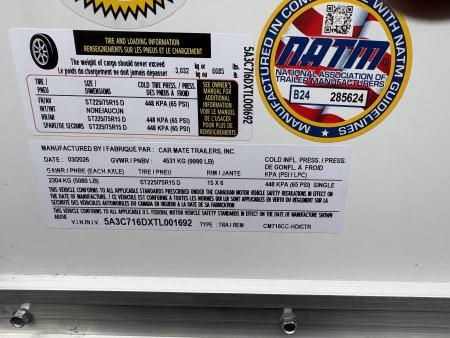 New 2026 CAR MATE TRAILERS 7x16 10K Contractor with Rear Ramp Door